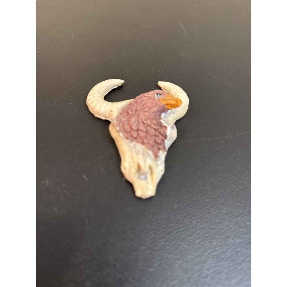 western theme decor Bull Skull With Eagle 3.5 In
